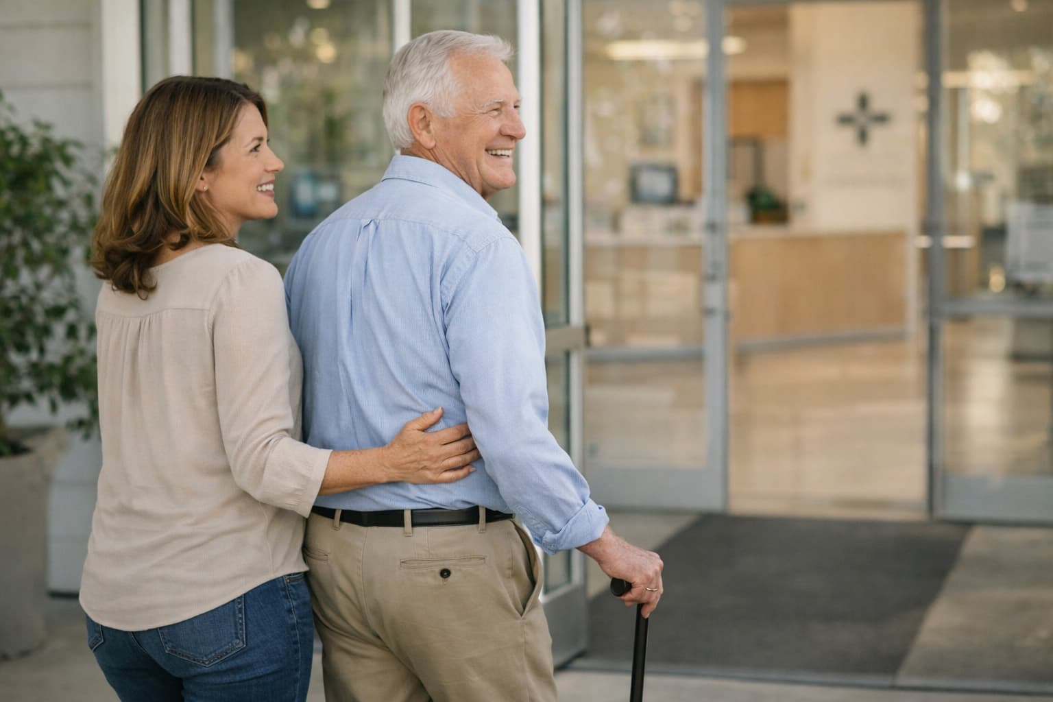 Daughter caring for elderly father