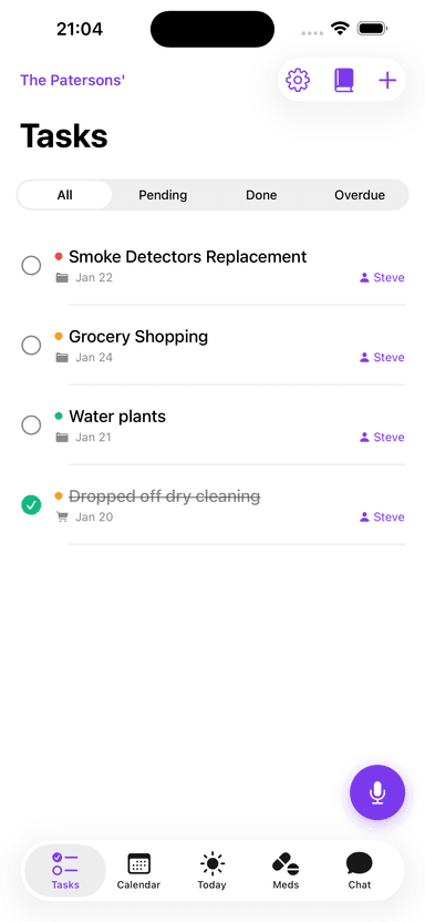 Tasks view